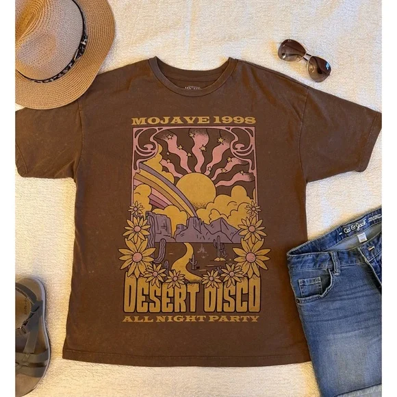 Mojave Desert Oversized Graphic Tee Vintage Brown XS. - Picture 2 of 7